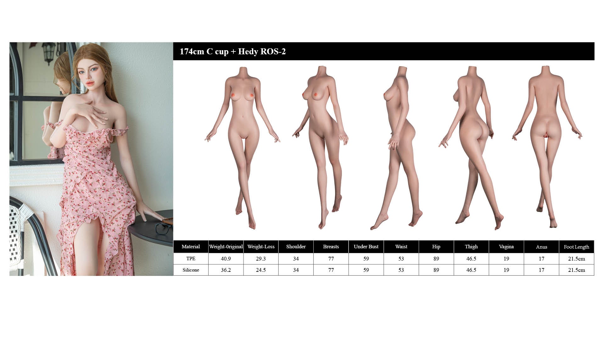 Hedy sexdukke (Starpery 174 cm c-cup TPE+silikone)