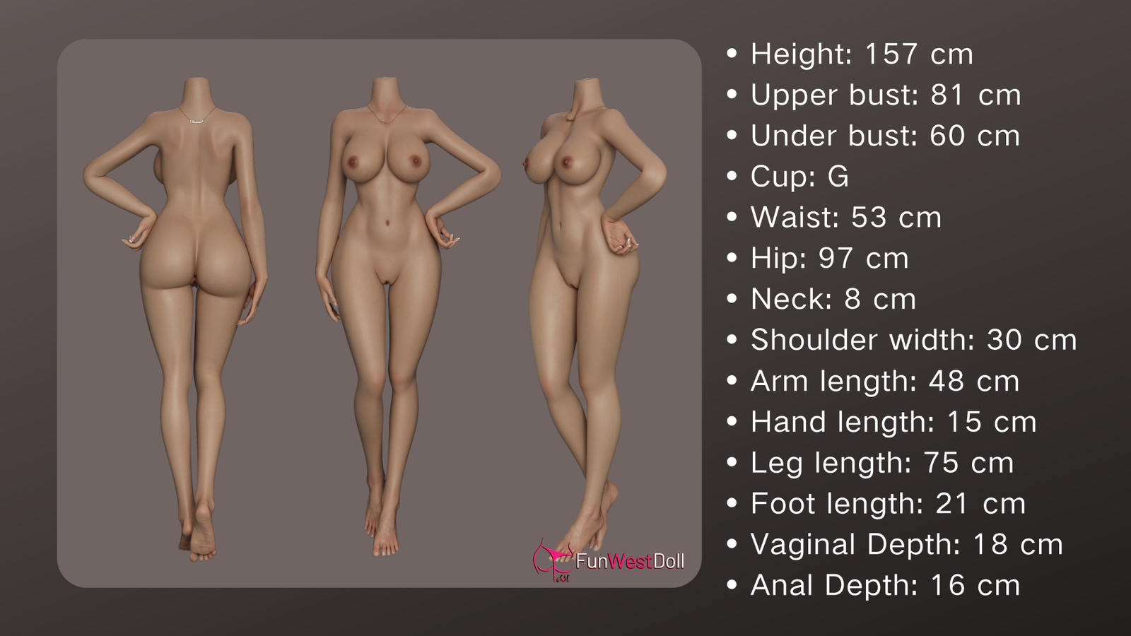 Nicole sexdukke (FunWest Doll 157 cm G-cup #036S RST silikone) EXPRESS
