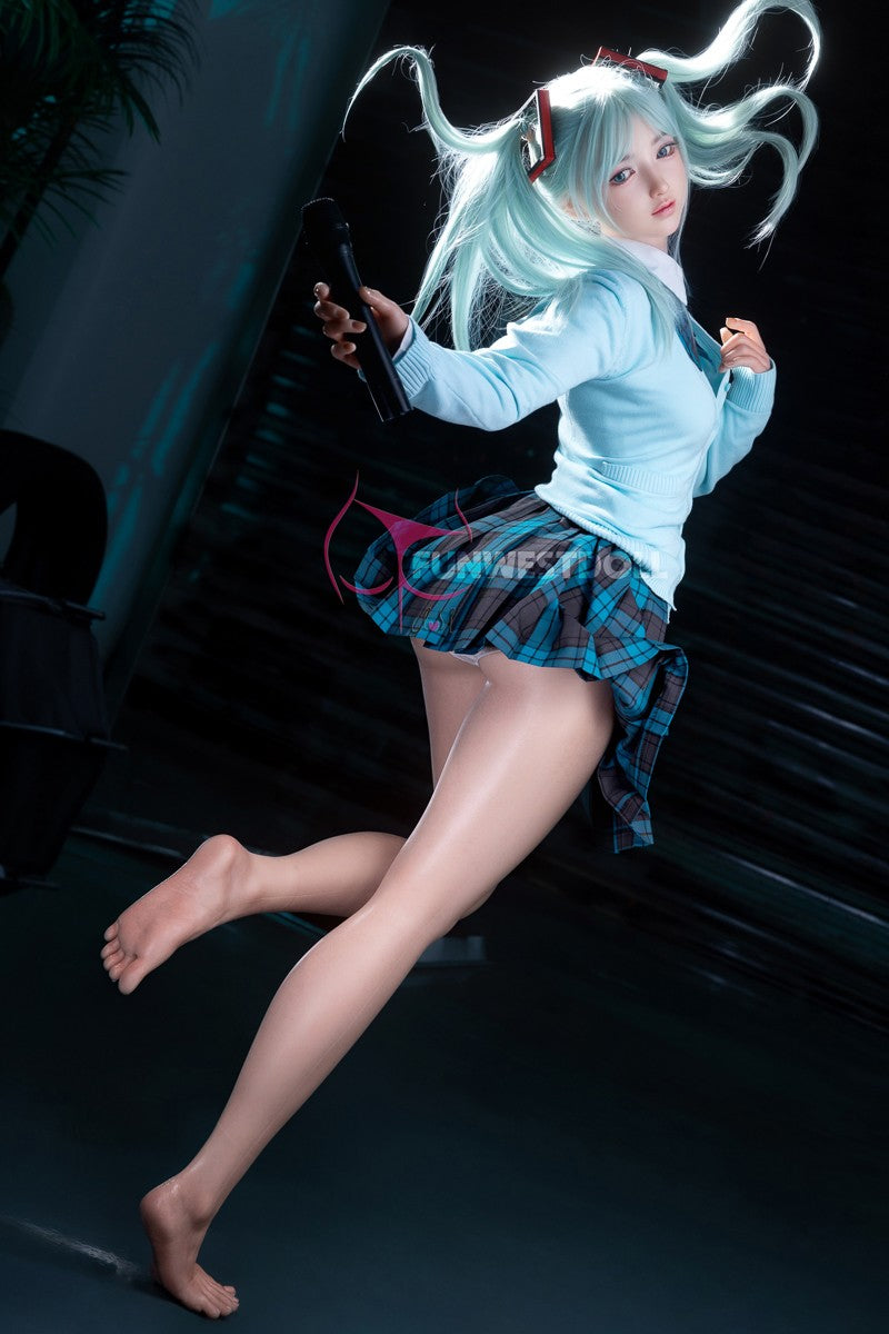 Hatsune Miko sexdukke (FunWest Doll 159 cm a-cup #041S silikone)