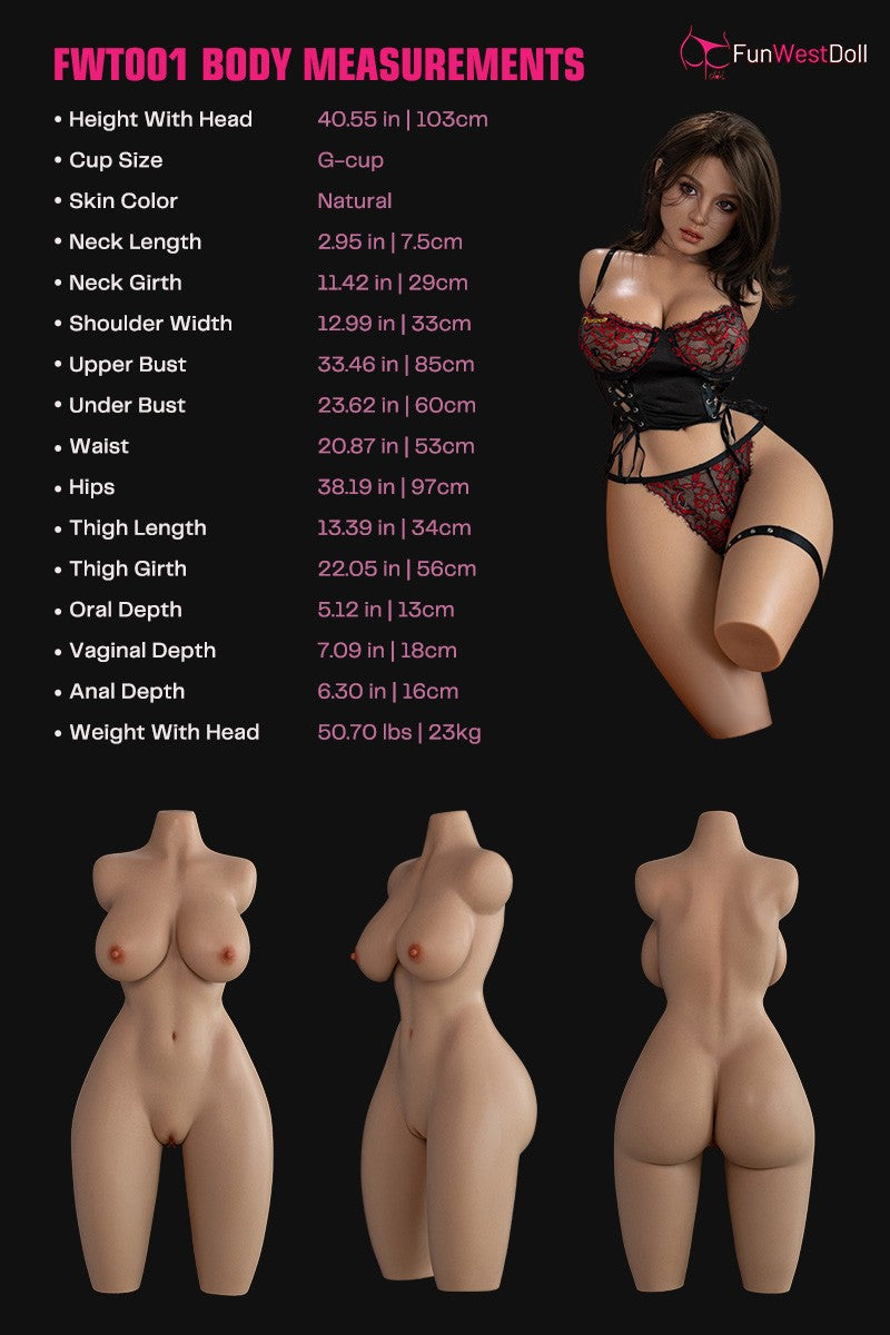 Lyra Torso sexdukke (FunWest Doll 103 cm G-cup #054S silikone)