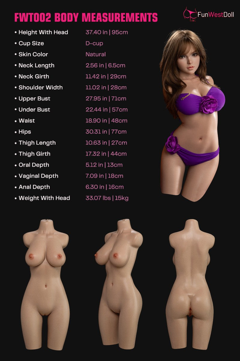 Lily Torso sexdukke (FunWest Doll 95 cm D-cup #036S silikone)