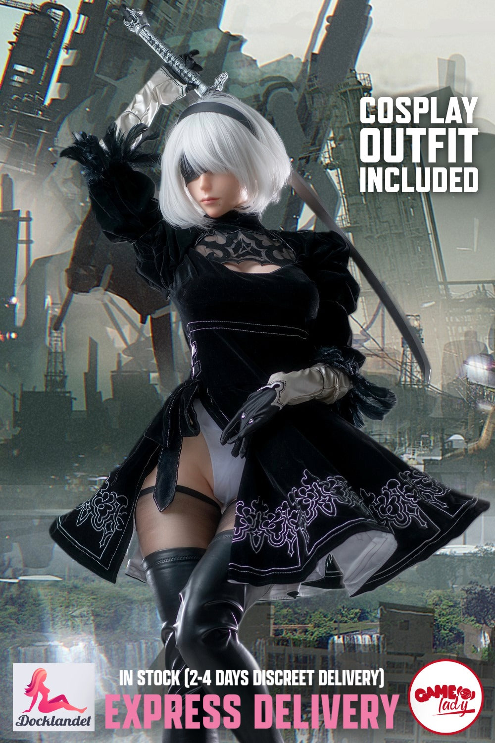 Yorha 2B sexdukke (Game Lady 171 cm E-cup nr. 18 silikone) EXPRESS