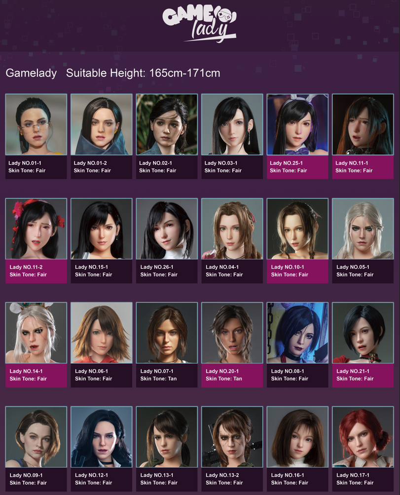 Ekstra hoved (Game Lady Doll silikone Original)