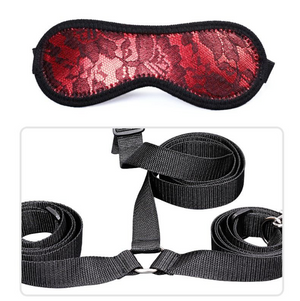 BDSM Kit - Håndjern, blonder outfit & øjenmaske (sæt med 7 dele)