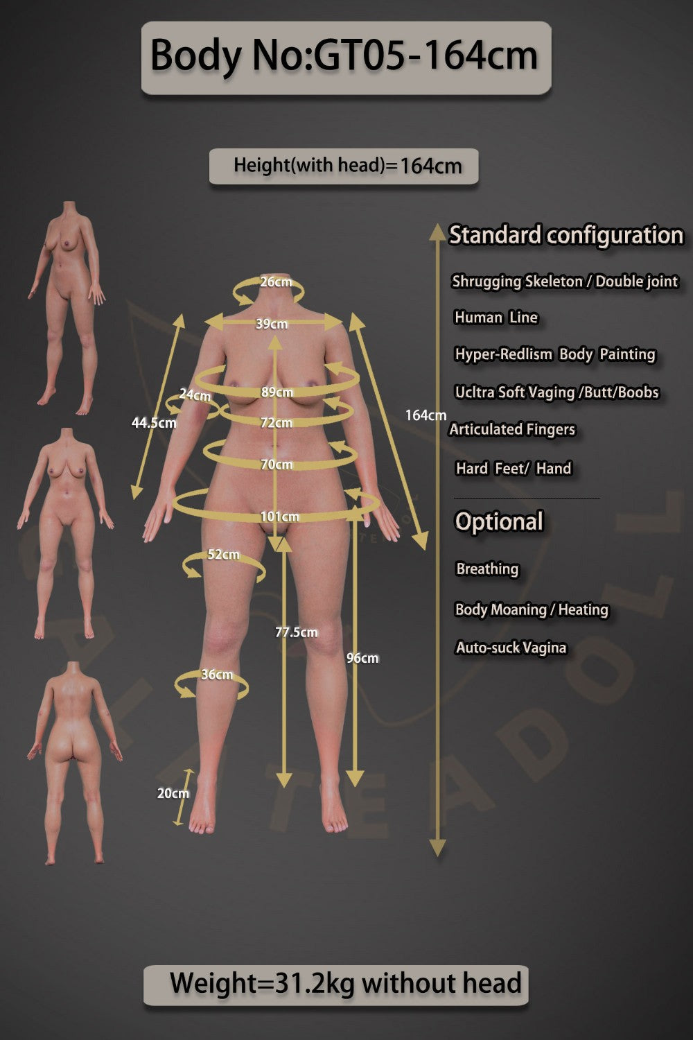 Skæbne sexdukke (Galatea Doll 164 cm B-cup #116 silikone)