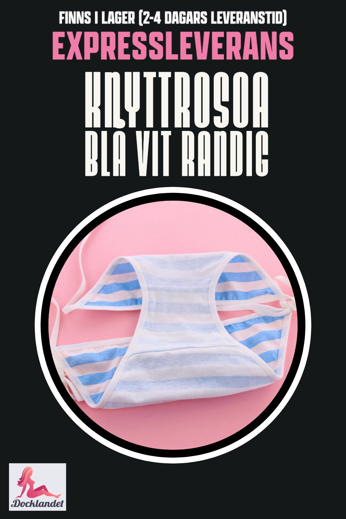 Slips rose for sexdukke (Pink/Blå hvid, stribet)